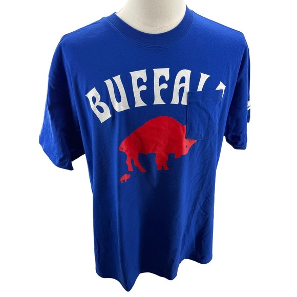 Nike Other - Nike Buffalo Bills Graphic Tee Shirt Blue Pocket Tee Mens Large NEW